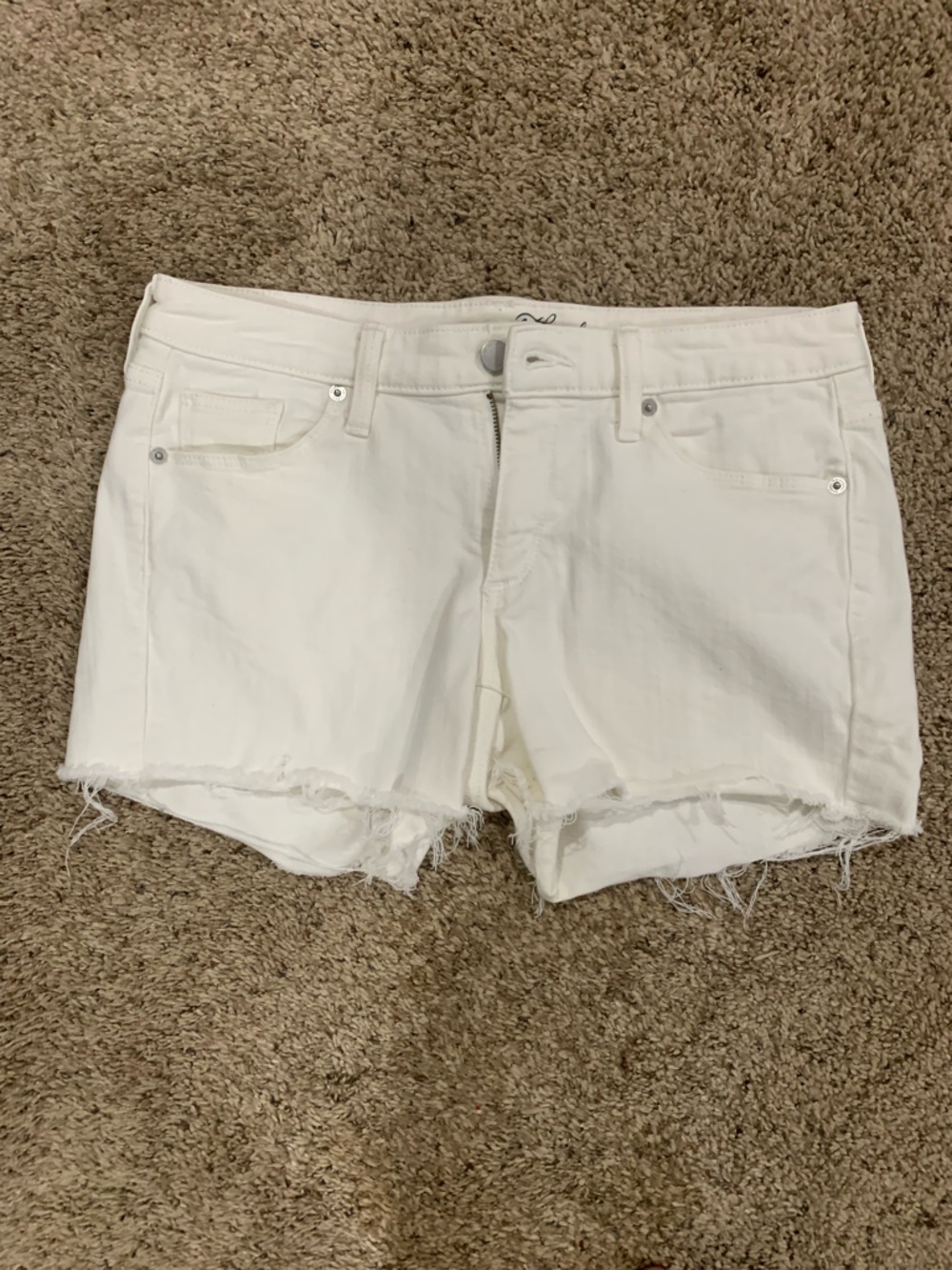 Universal Thread White Denim Shorts with Script Waistband